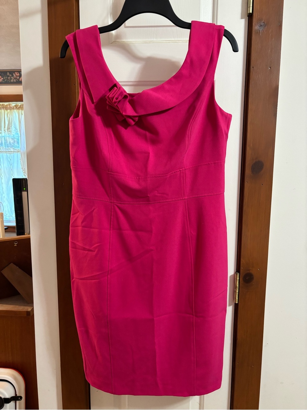 Calvin Klein Bright Pink Sleeveless Sheath Dress with Bow Accent